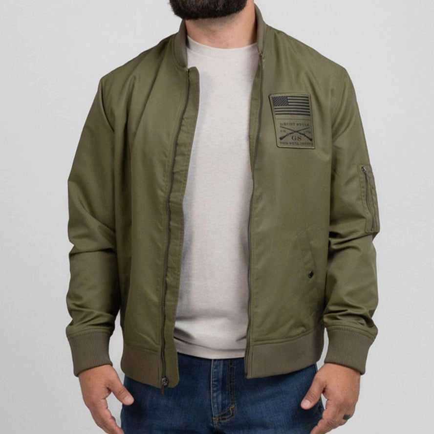 Men's Stealth Bomber Jacket - Military Green Cozy Fit