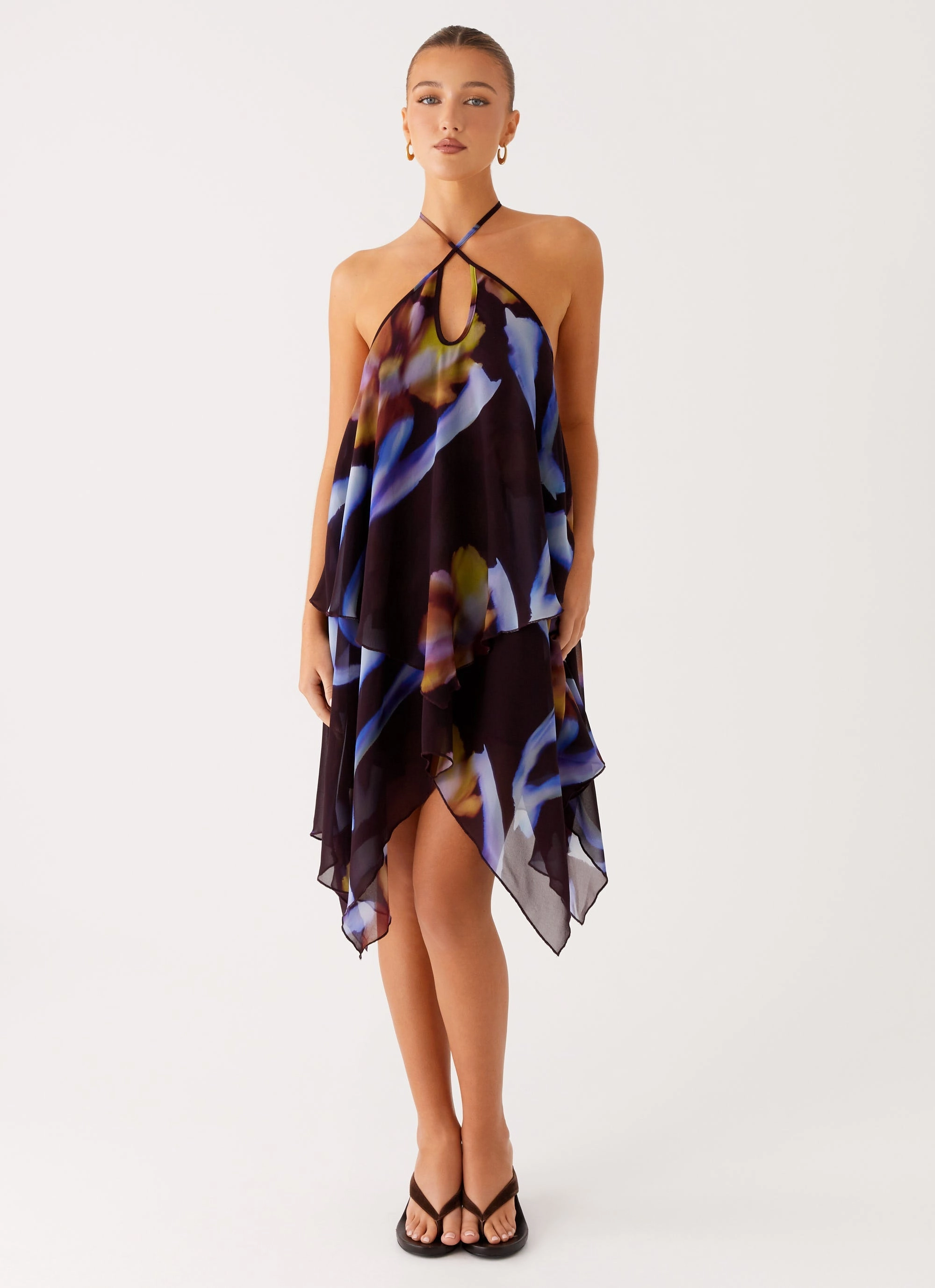 Verbena Midi Dress - Dark Floral Coastal Chic Birthday-Celebration