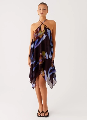 Verbena Midi Dress - Dark Floral Coastal Chic Birthday-Celebration