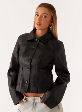 Verona Faux Leather Jacket - Black Biker
