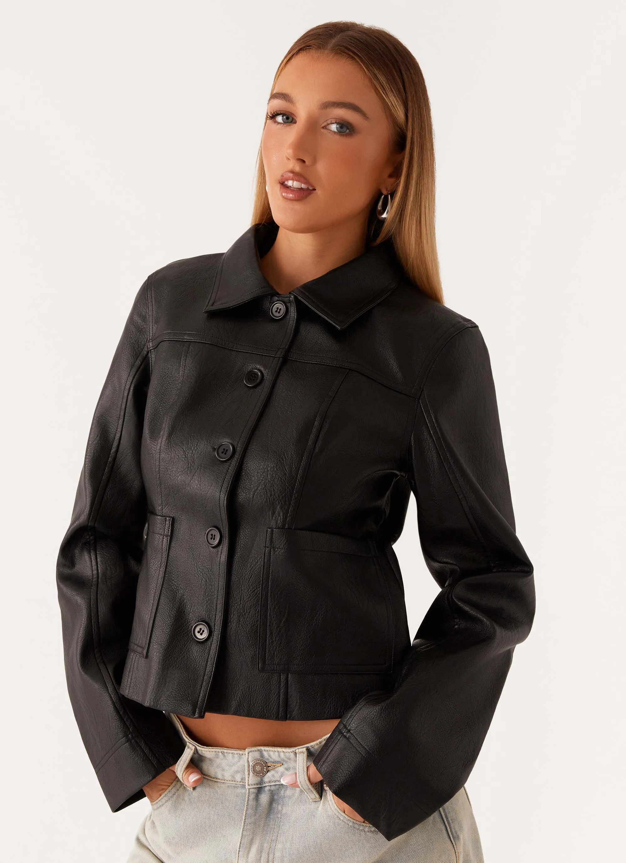 Verona Faux Leather Jacket - Black Biker