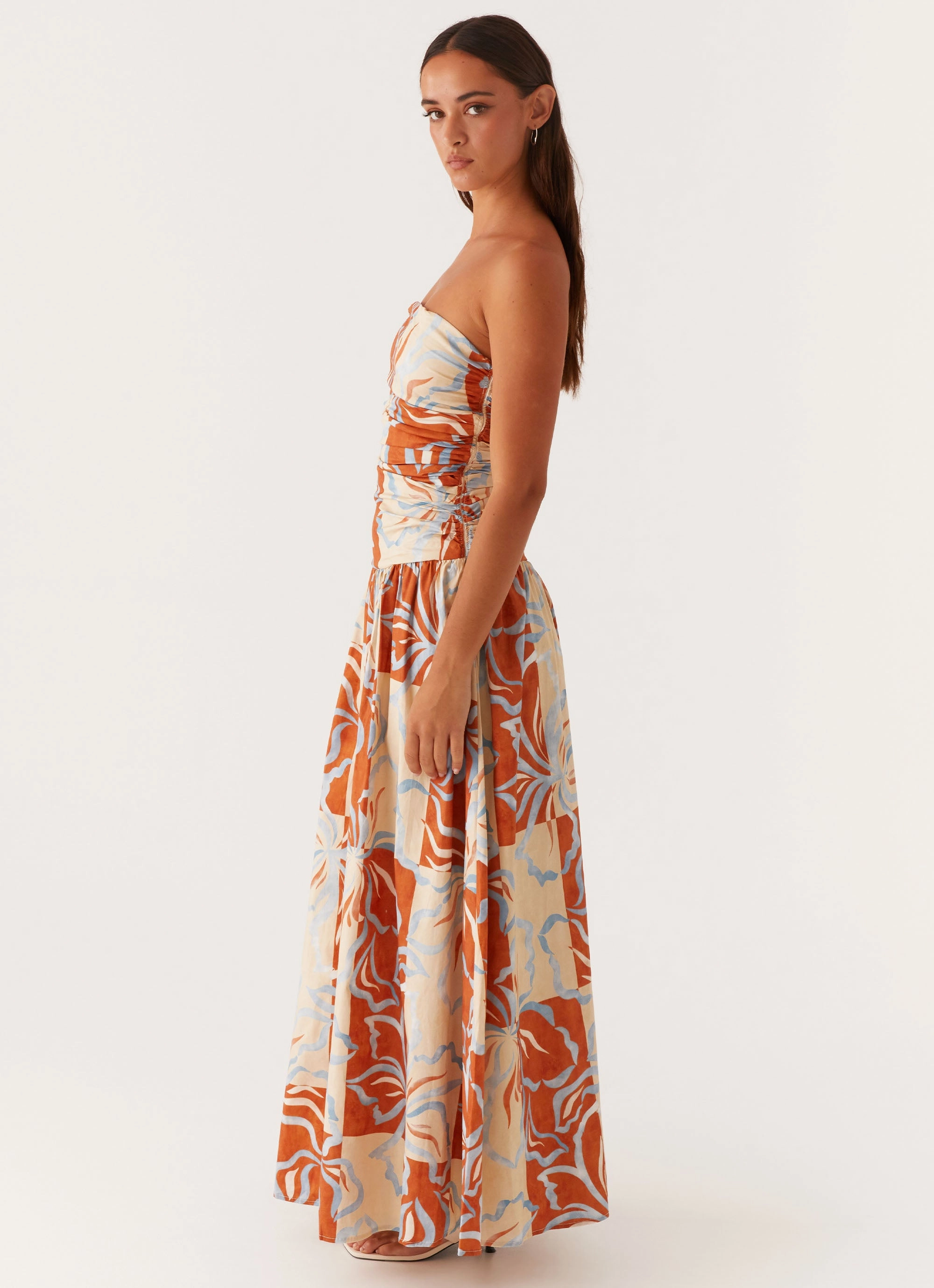Carmel Maxi Dress - Orange Blue Floral Movement Friendly Relaxed fit wear