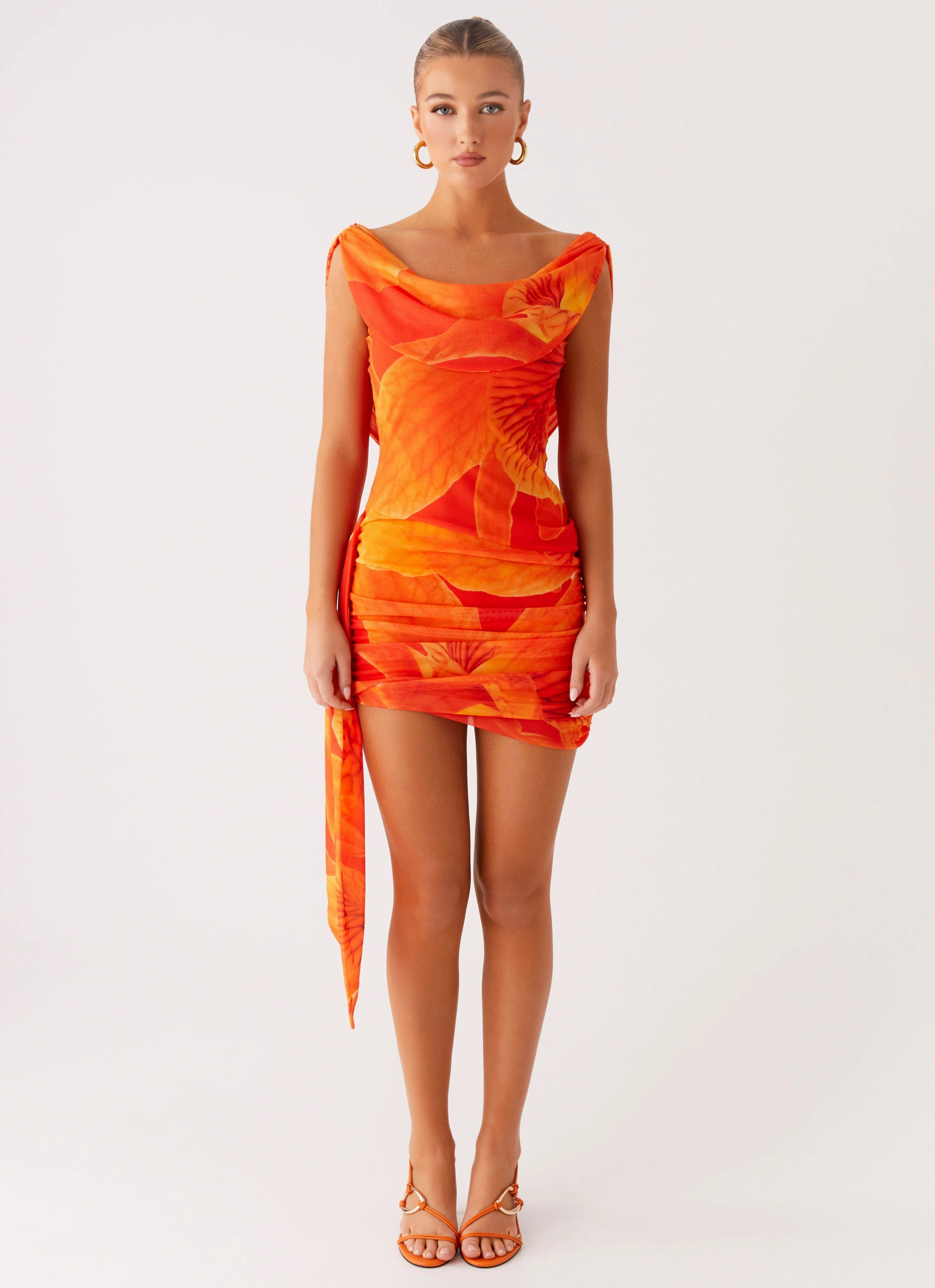 Good Fortune Mini Dress - Serene Orange Romantic-Style Flattering Layer