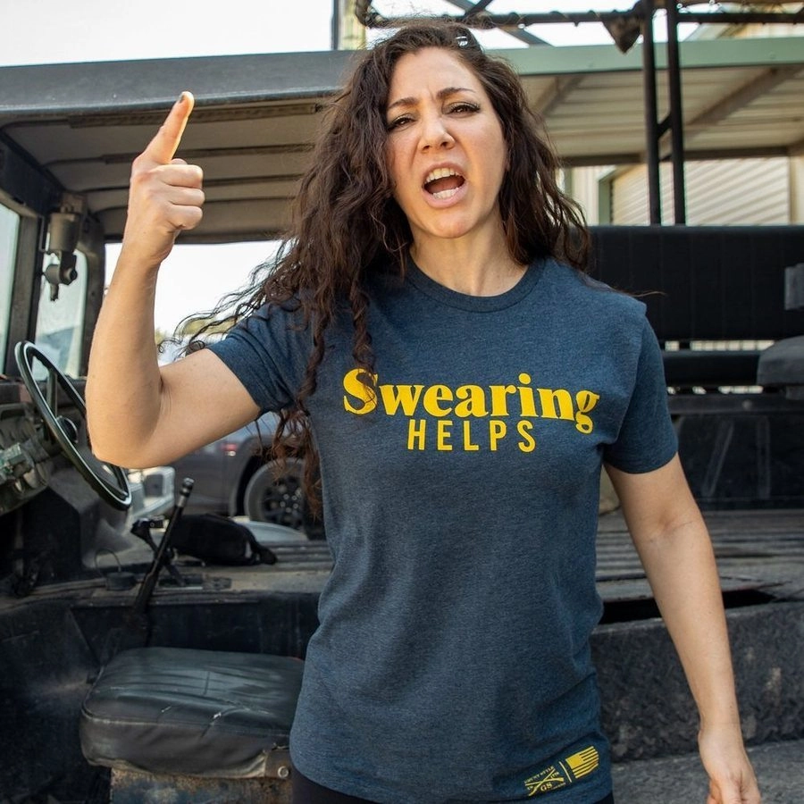 Women's Swearing Helps Boyfriend Fit T-Shirt - Midnight Navy Comfort and Ease