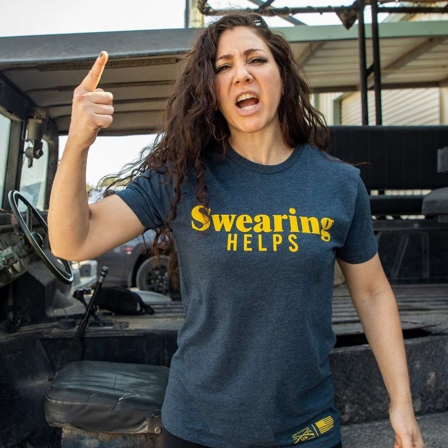 SoftenedNeckline Eco Friendly Production Women's Swearing Helps Boyfriend Fit T-Shirt - Midnight Navy