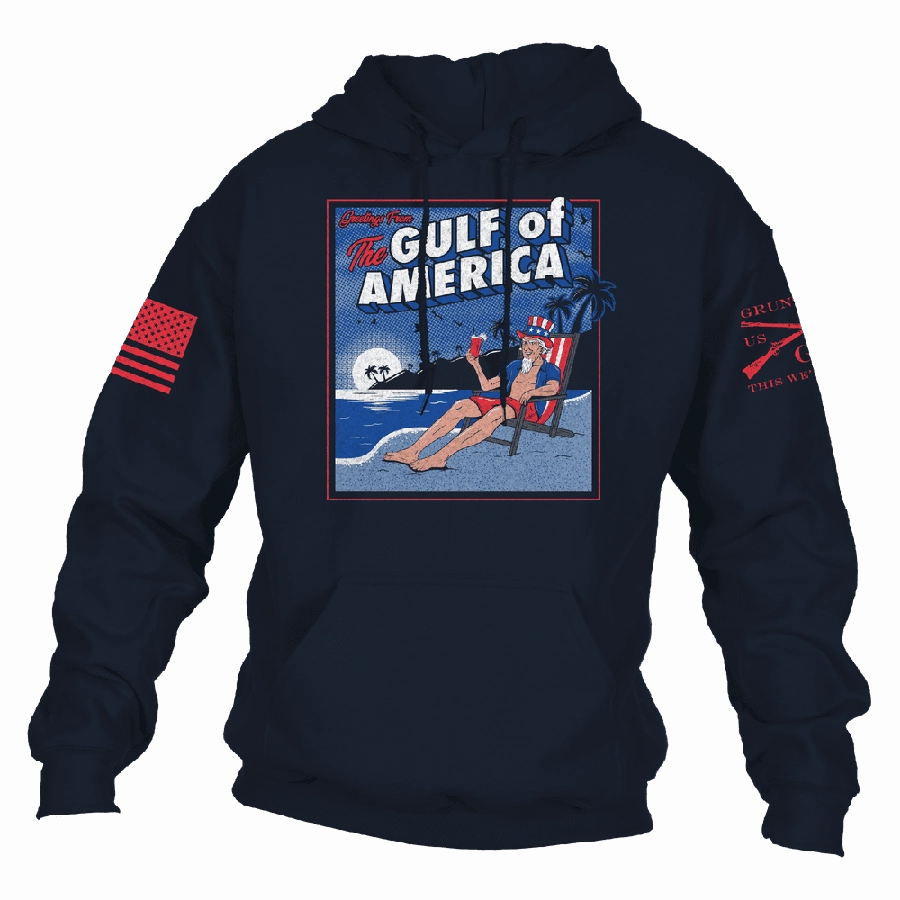 Greetings From The Gulf Of America Hoodie - Navy Neutral Tones