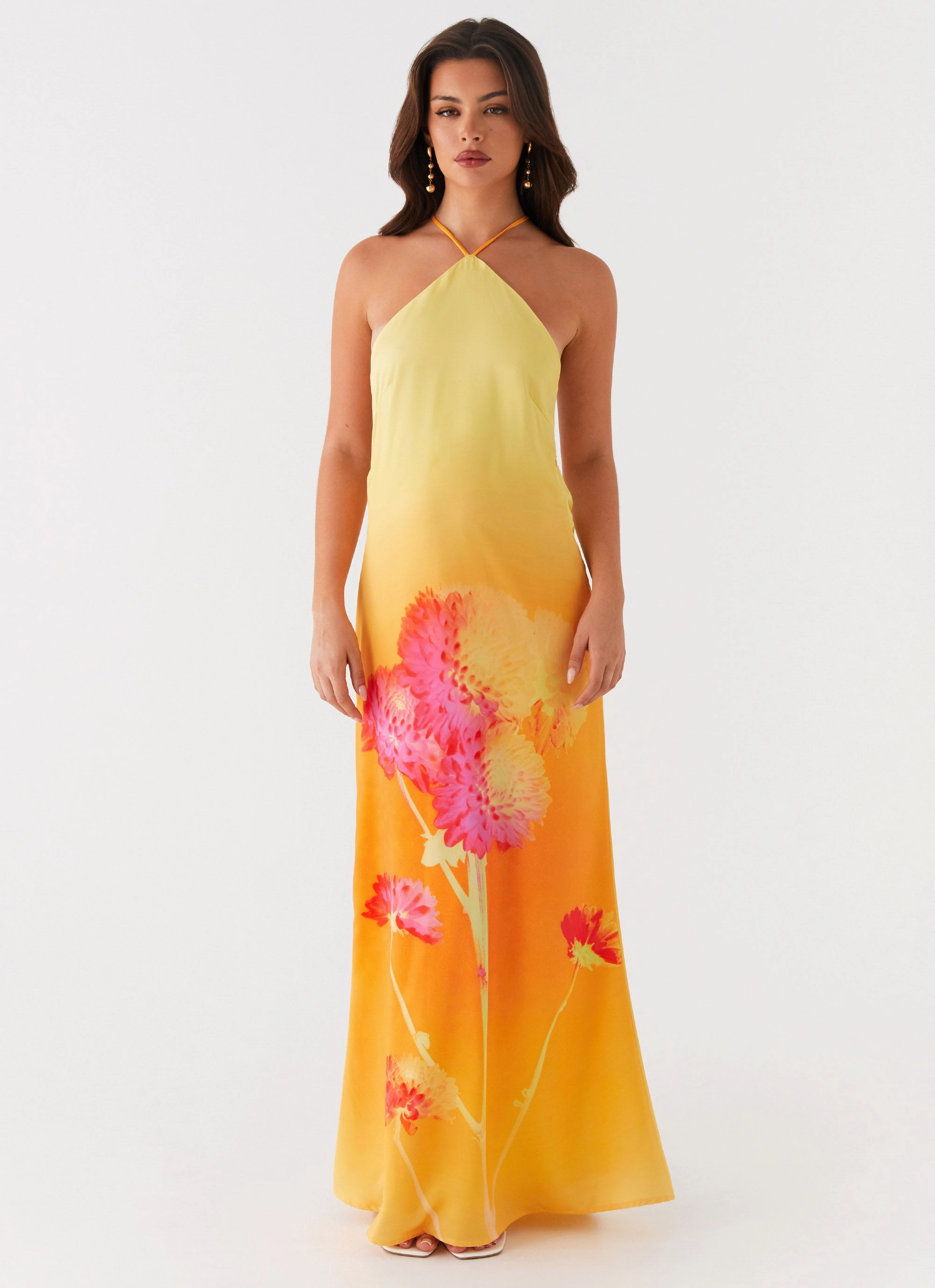 Slim Touch Farm Scene Chloe Maxi Dress - Orange Floral
