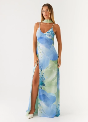 Sanctuary Maxi Dress - Flower Print Floral Pattern Subtle Fit