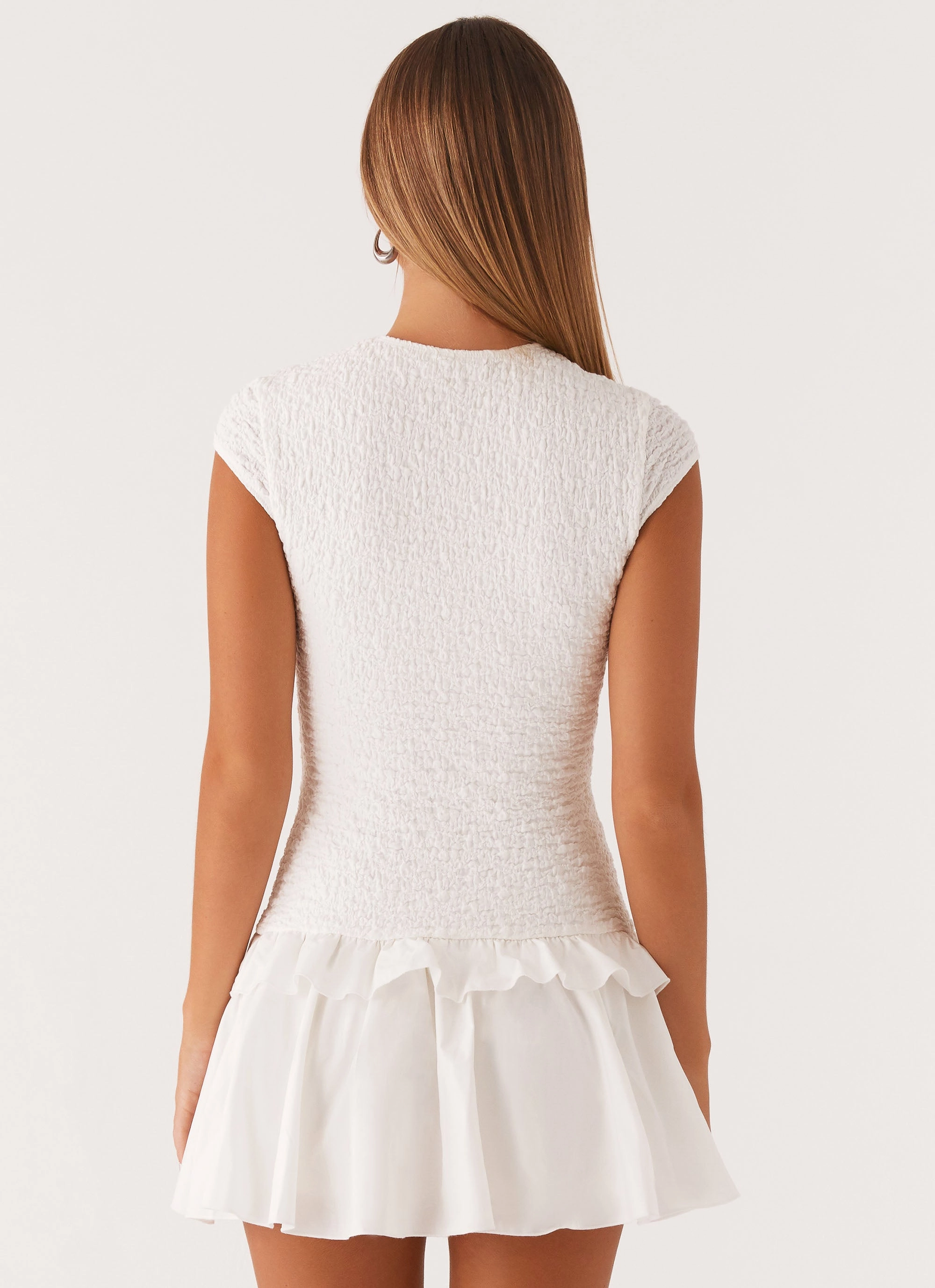 Hopeless Romantic Mini Dress - White Smooth Surface All Season