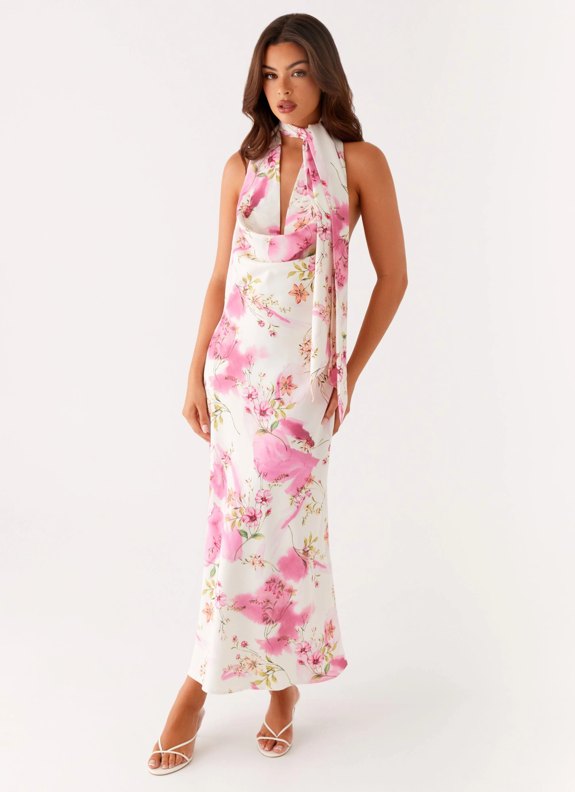 Dew Tone Formal-look Jensen Midi Dress - Ivory Floral Print