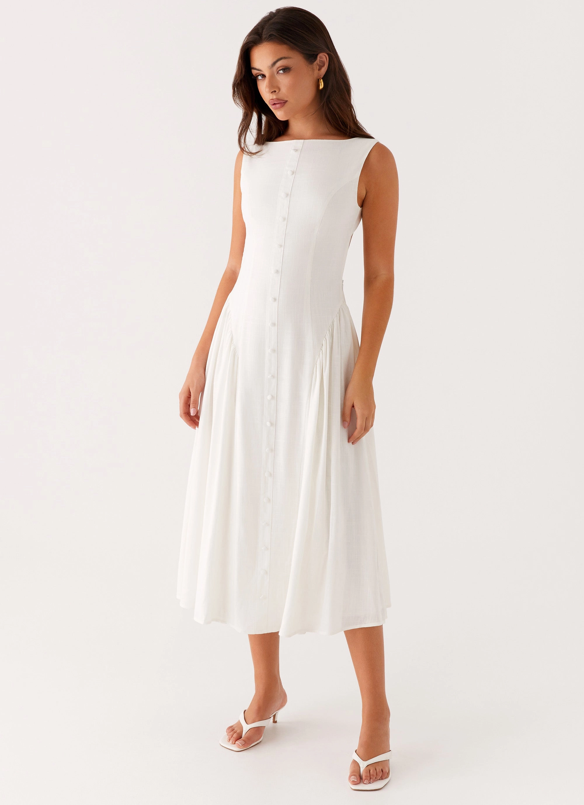 Cute Touch Peplum-Style Maylah Midi Dress - White