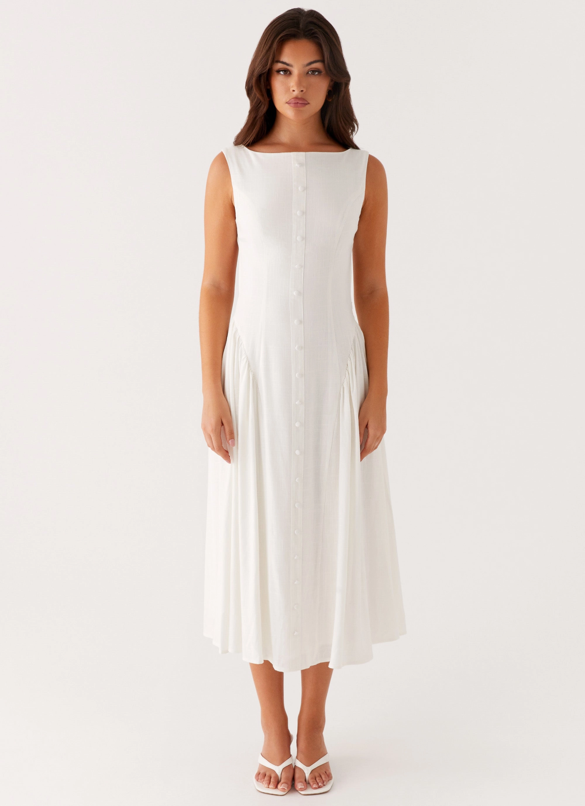 Maylah Midi Dress - White Office Layer