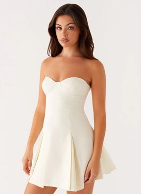 Victoria Strapless Mini Dress - Butter breathable fabric dress Flutter-Sleeve