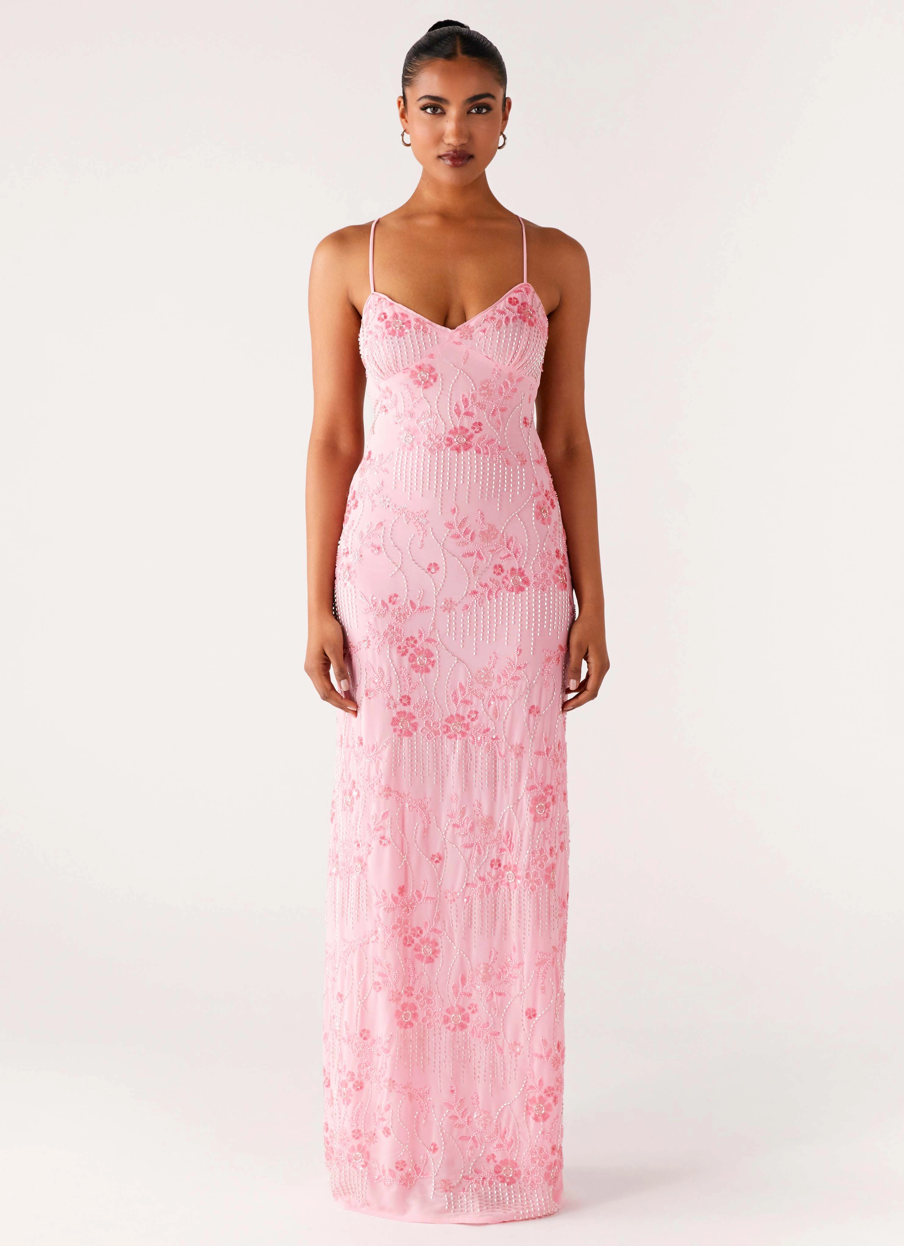 Sleek Comfort Vietta Sequin Cami Maxi Dress - Pink