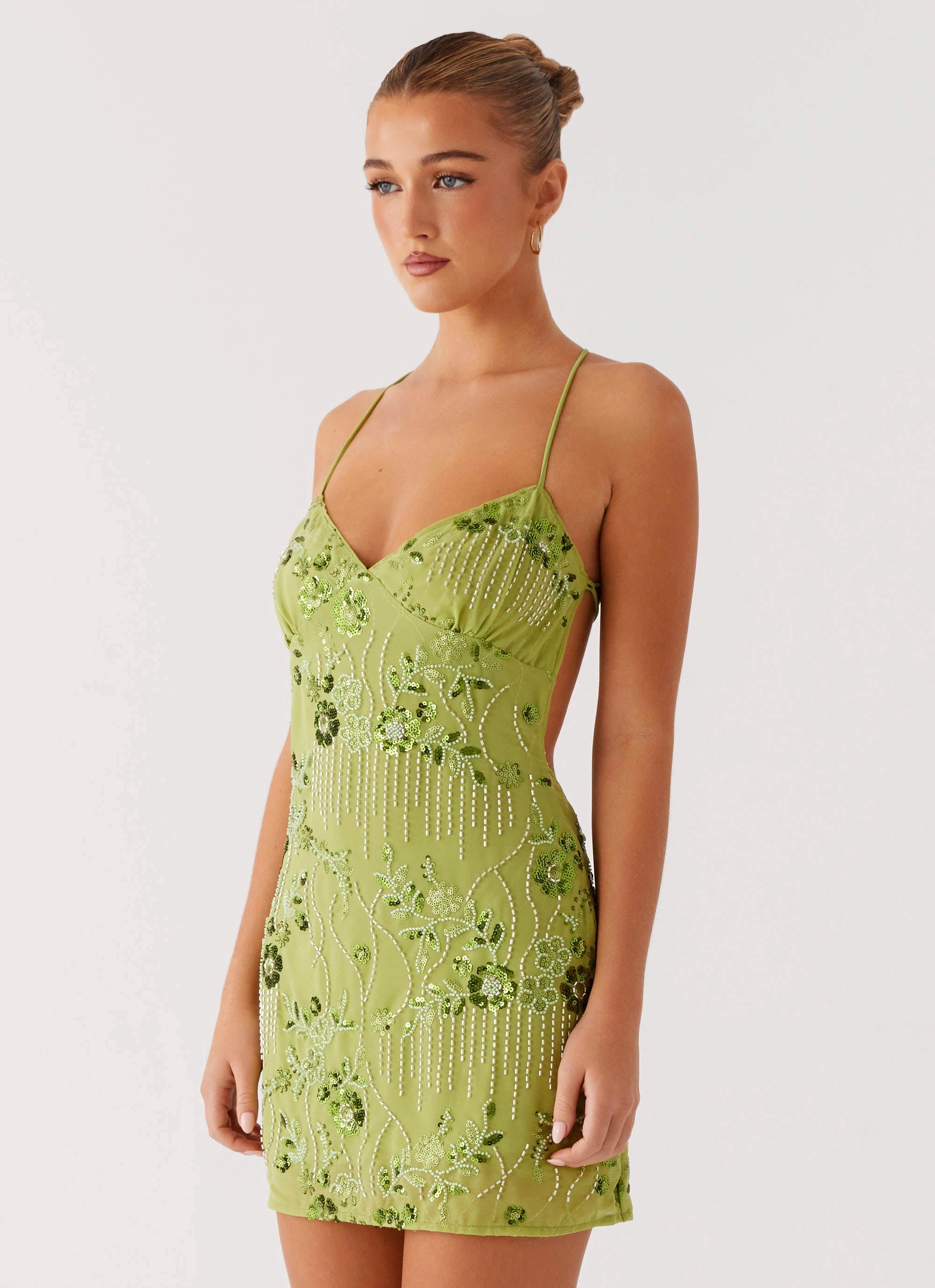 Vietta Sequin Cami Mini Dress - Lime Chic Rhythm
