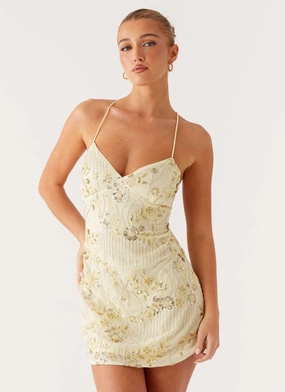 Vietta Sequin Cami Mini Dress - Yellow Rose Soft Classic Layers