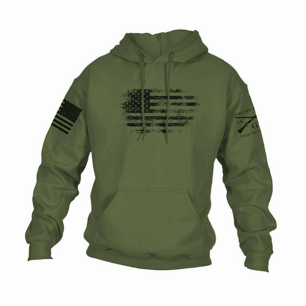 Vintage American Hoodie - Military Green Outdoor Flex Breathable Cotton