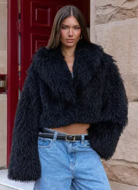 Virginia Cropped Fur Jacket - Black Luggage Daily Utility