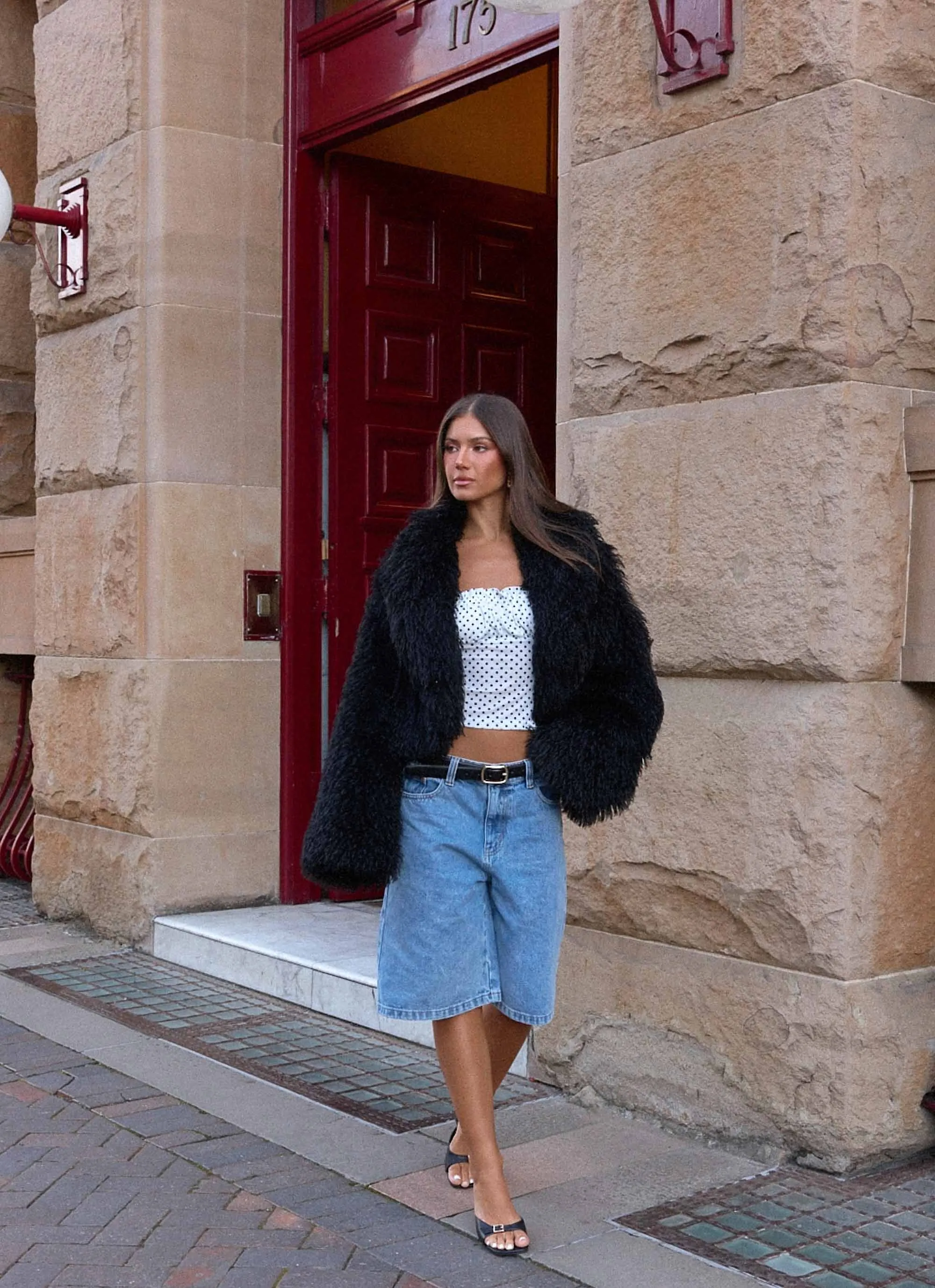 Virginia Cropped Fur Jacket - Black Performance Outerwear