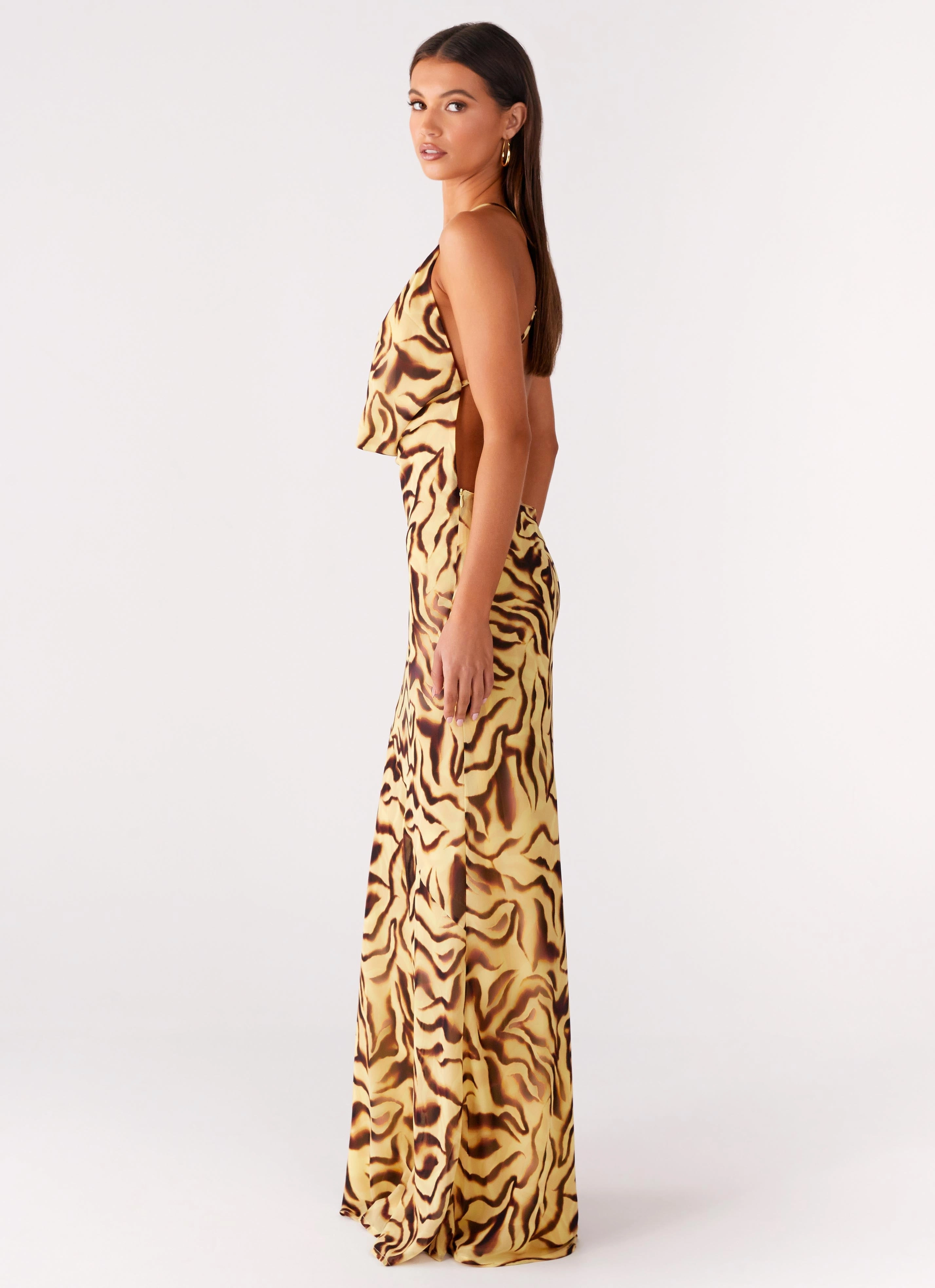 Neutral palette Clasp-Closure Viva Lune Maxi Dress - Laguna Print