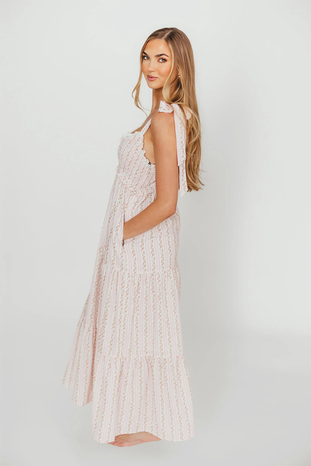 Vivienne Maxi Sundress in Ivory/Pink Floral Work Mood