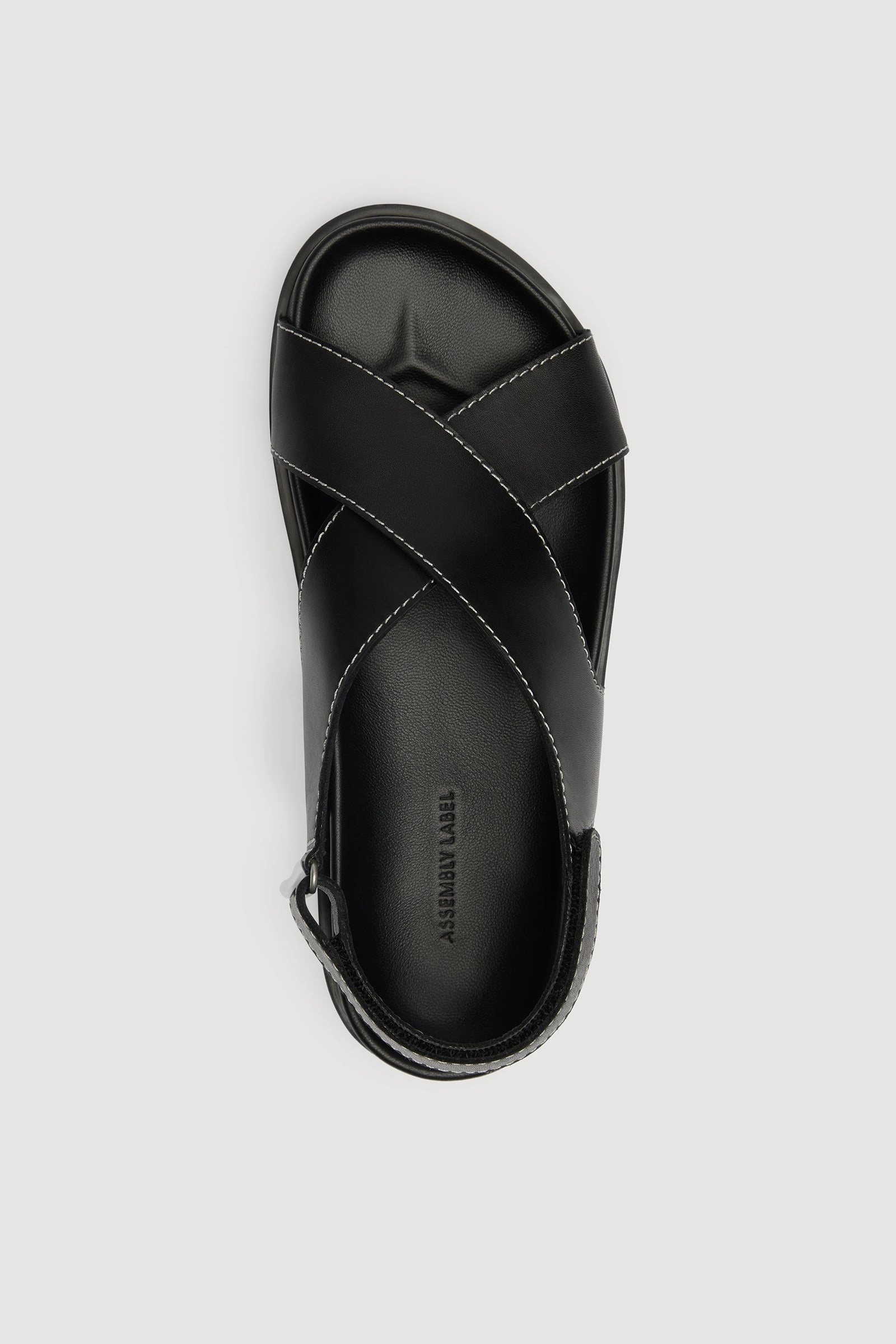 Layered Shock Pad Ren Leather Crossover Sandal
