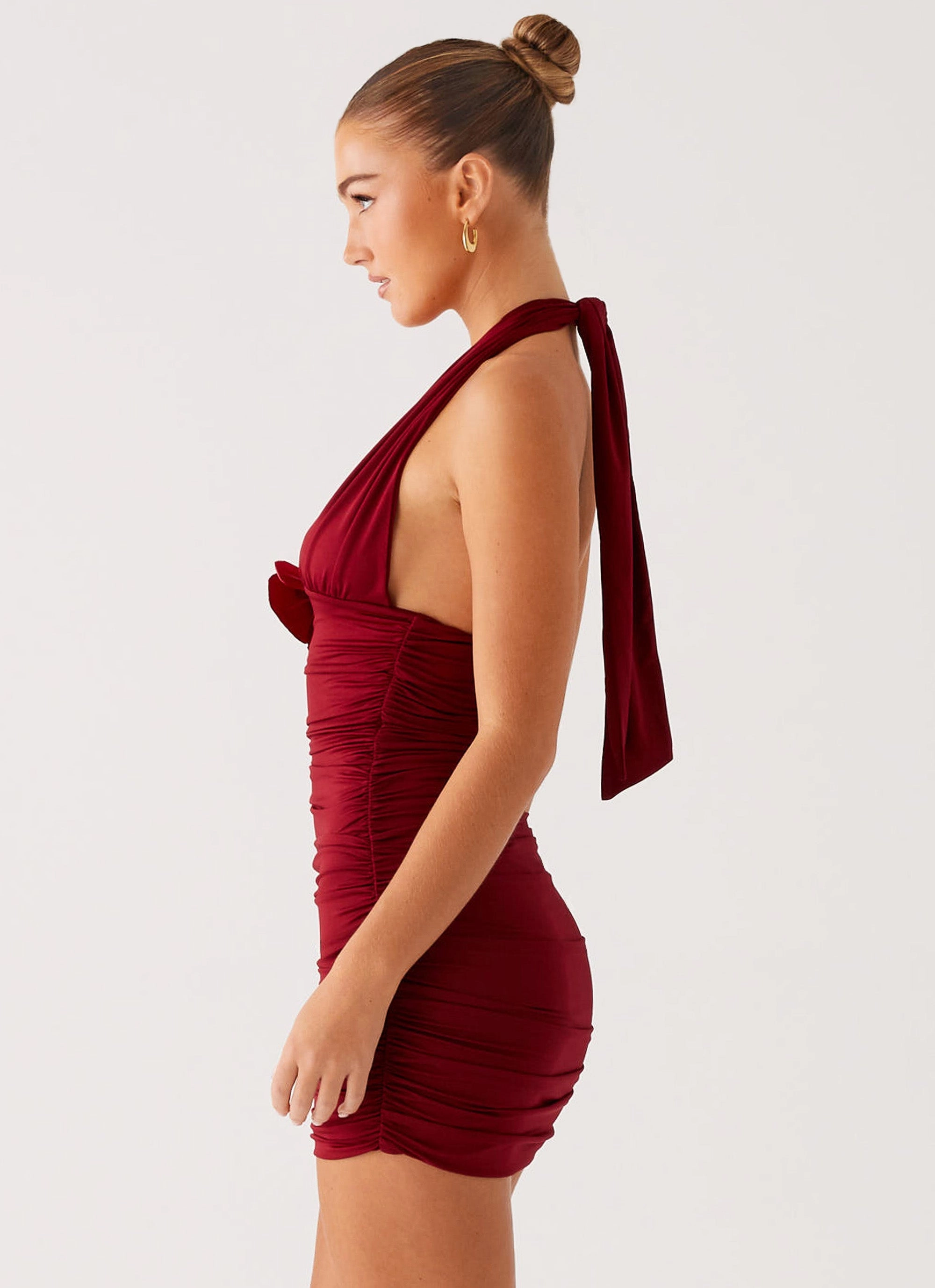 Abelia Halter Mini Dress - Maroon Summer-Season