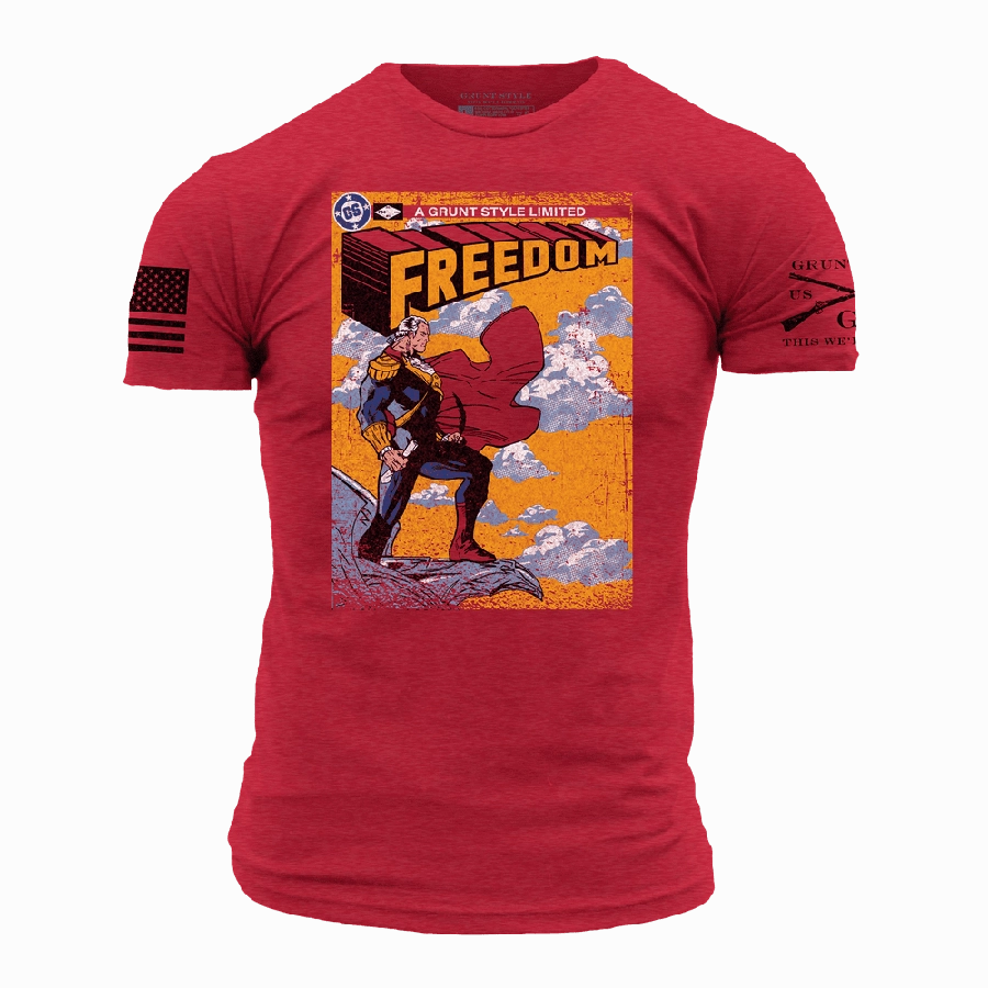 Freedom Comic T-Shirt - Red Eco Friendly Production