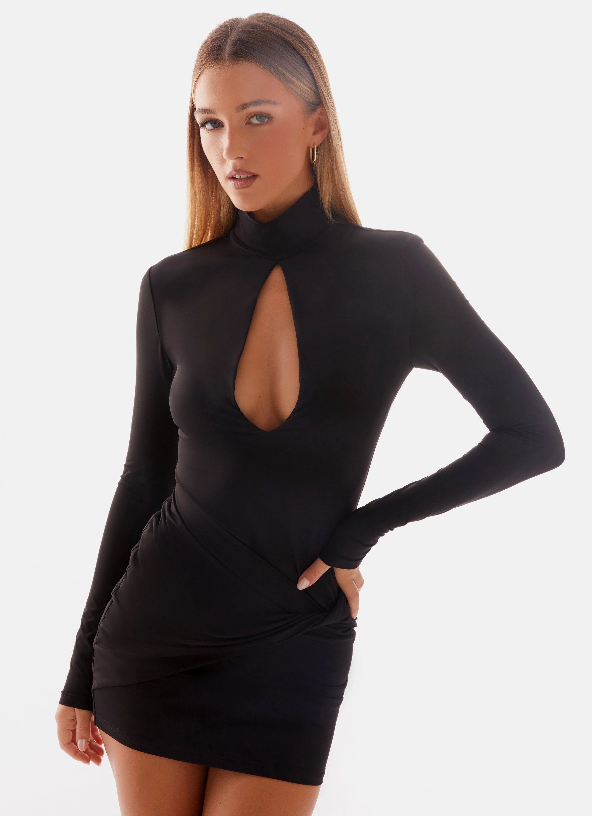Recycled-Material Modern Movement Airlea Long Sleeve Mini Dress - Black