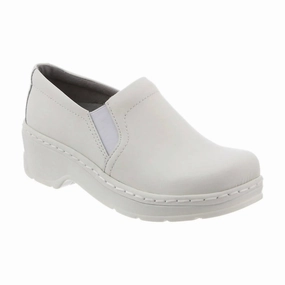 Women's Naples Slip Resistant Work Clogs In White Durable Upper