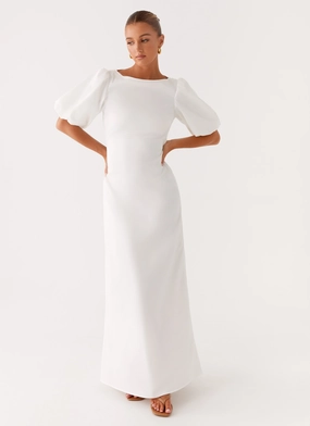 Judy Maxi Dress - White Saturated Hue Date Vibe