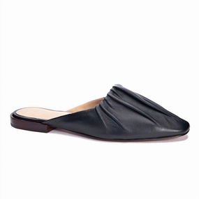 Women's Kaylee Leather Mule In Black Customizable Fit Relaxed Slip