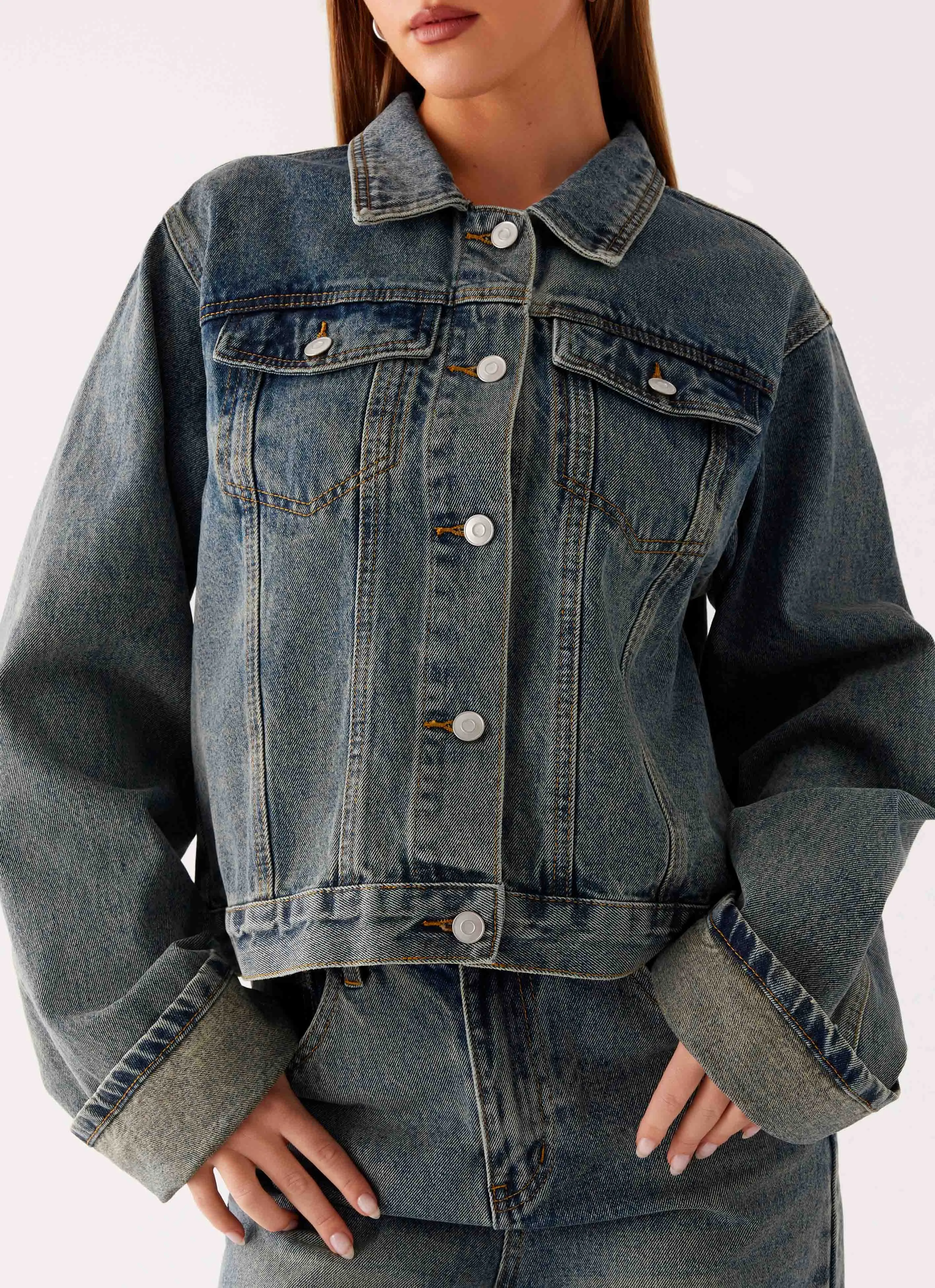 Travel Essential everyday staple Back Again Oversized Denim Jacket - Dirty Wash