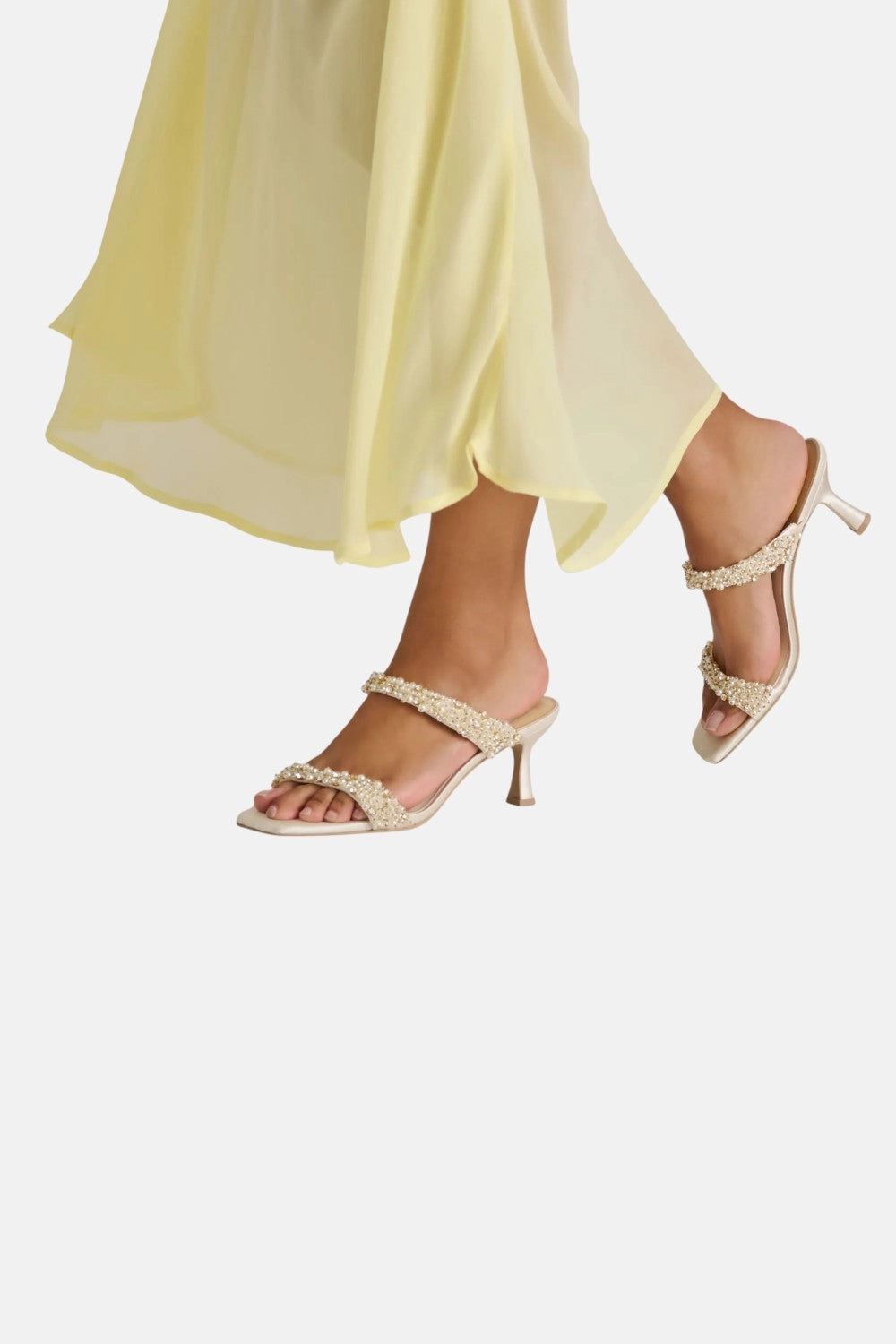 Dolce Vita Genora Rhinestone Heels Ivory Rhinestone Ventilated Design Romantic Look