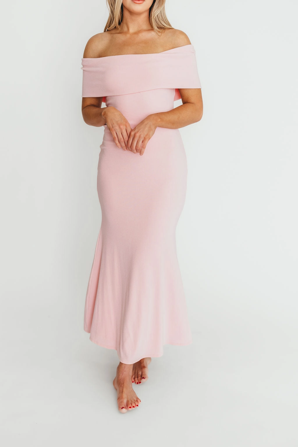 Monroe Maxi Dress in Dusty Pink - Bump Friendly Back-Zip Simple yet sophisticated gown