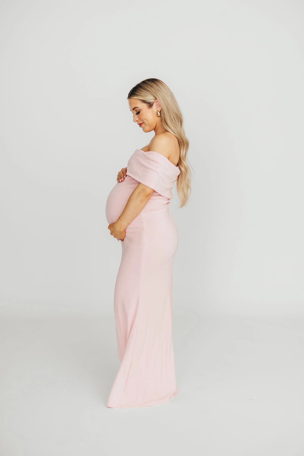 Monroe Maxi Dress in Dusty Pink - Bump Friendly Flow Line