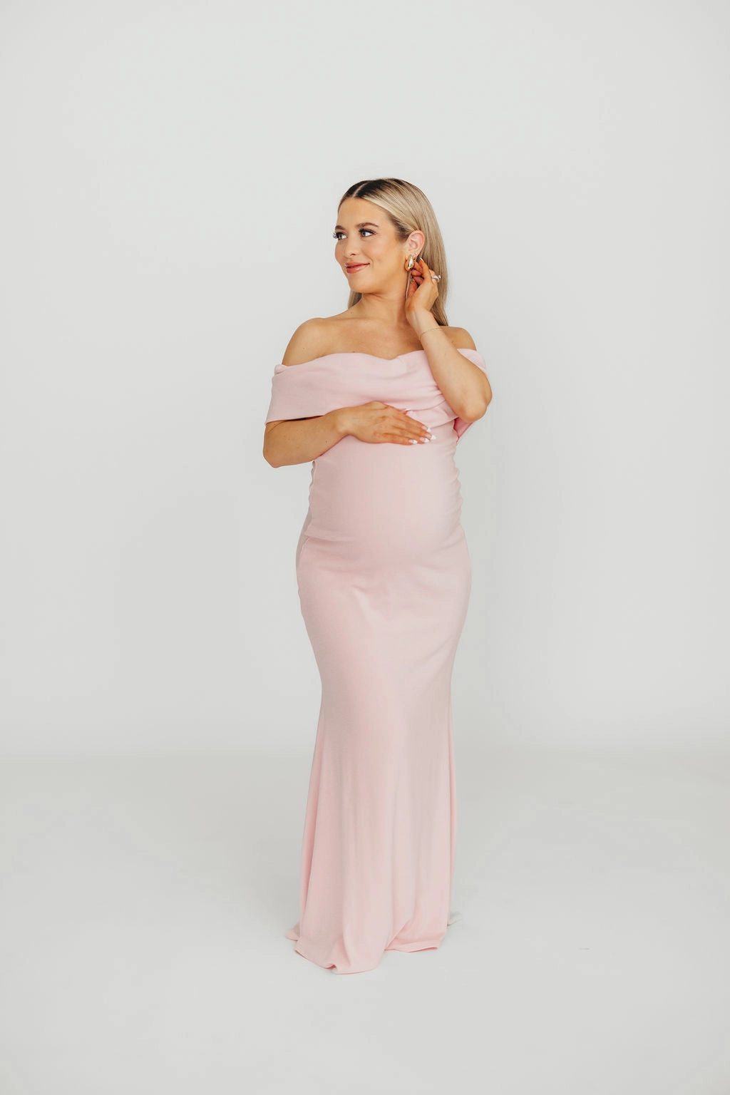 Monroe Maxi Dress in Dusty Pink - Bump Friendly Sleek Tone