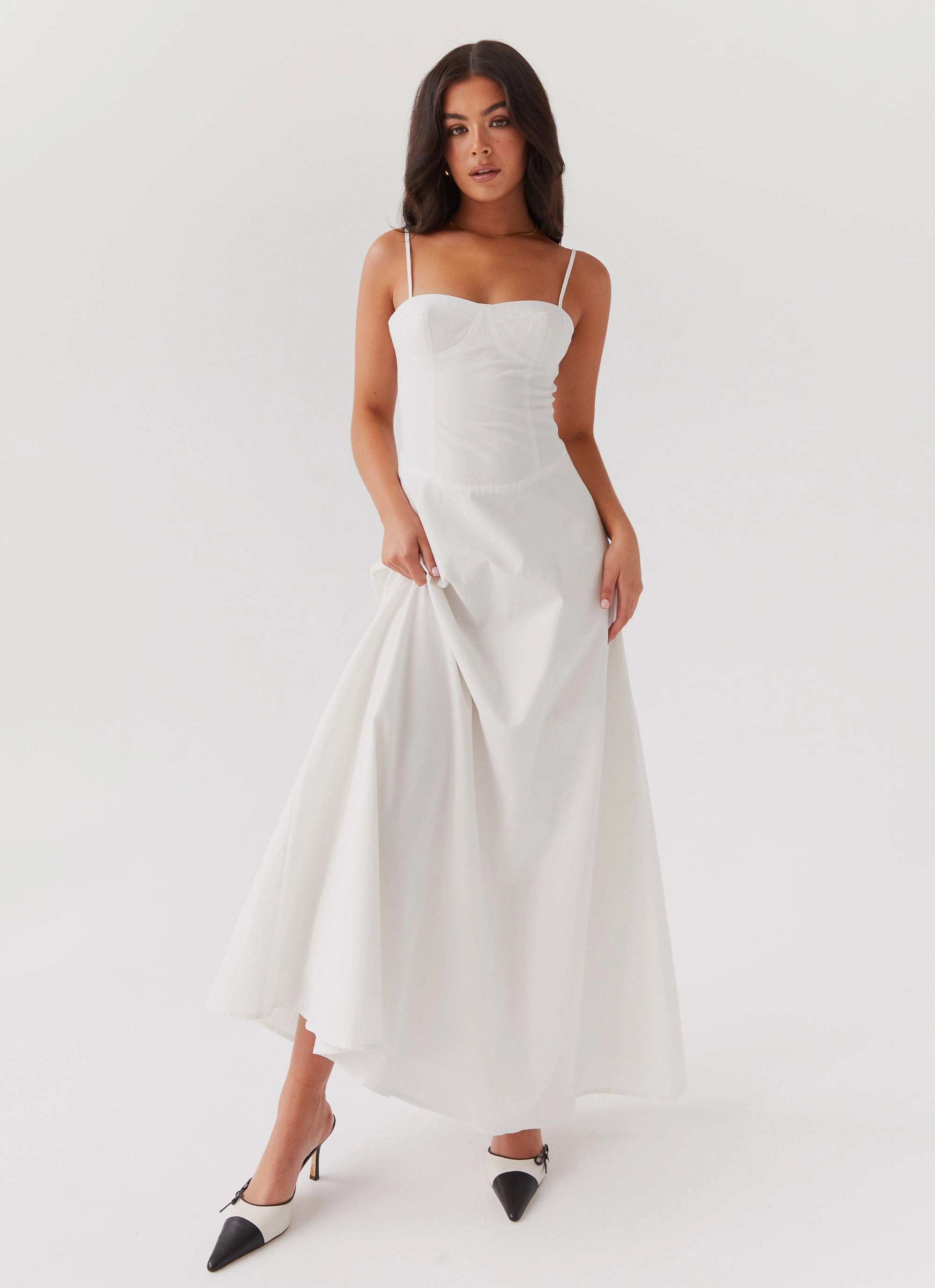 Smooth Fit Style Upgrade Angelina Linen Maxi Dress - White