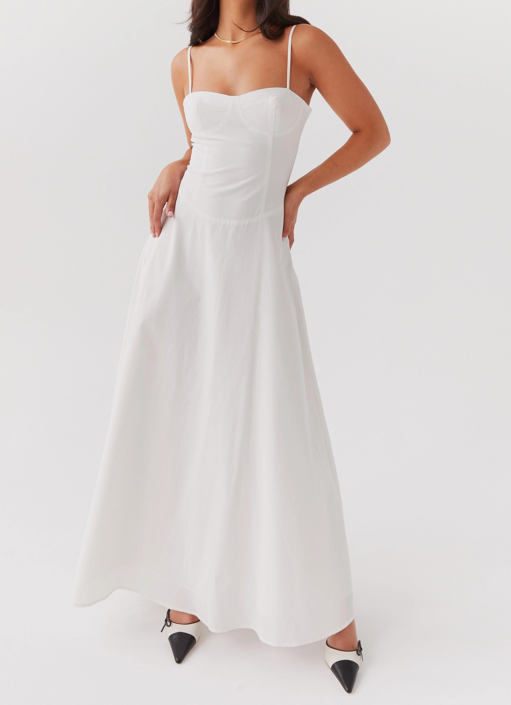 Clean Base Angelina Linen Maxi Dress - White