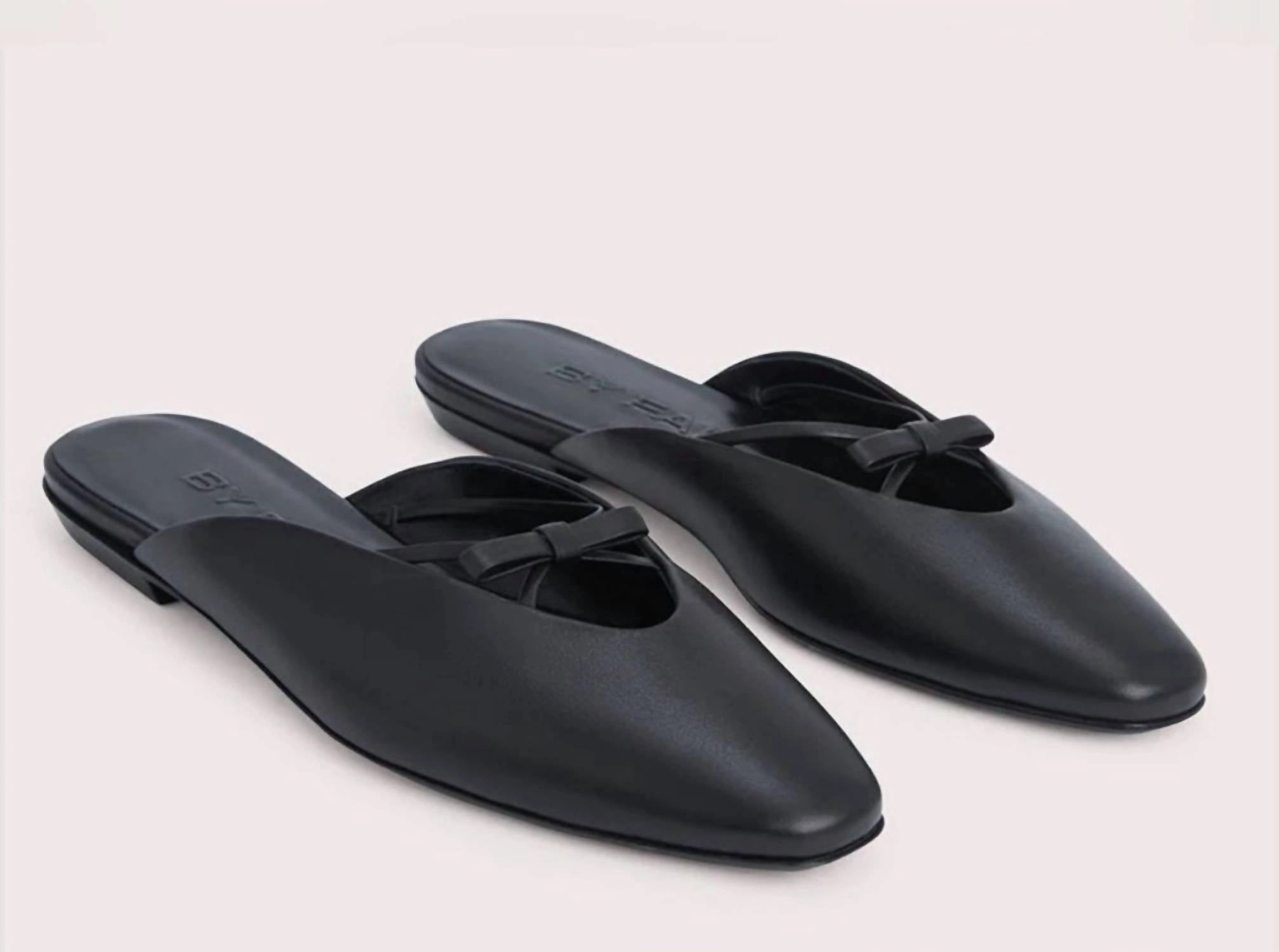 Effortless Foot Step Women's Finn Leather Bow Ballerina Mules In Black