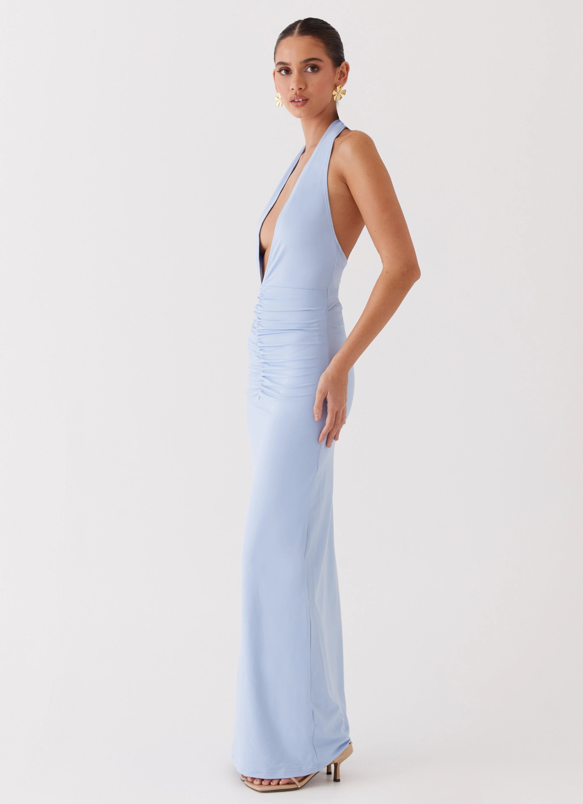 Whisked Away Halterneck Maxi Dress - Blue Radiant Mood