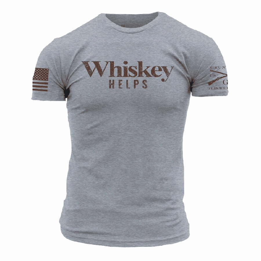 Easy-to-Style Top Workout Gear Whiskey Helps? T-Shirt - Dark Heather Gray