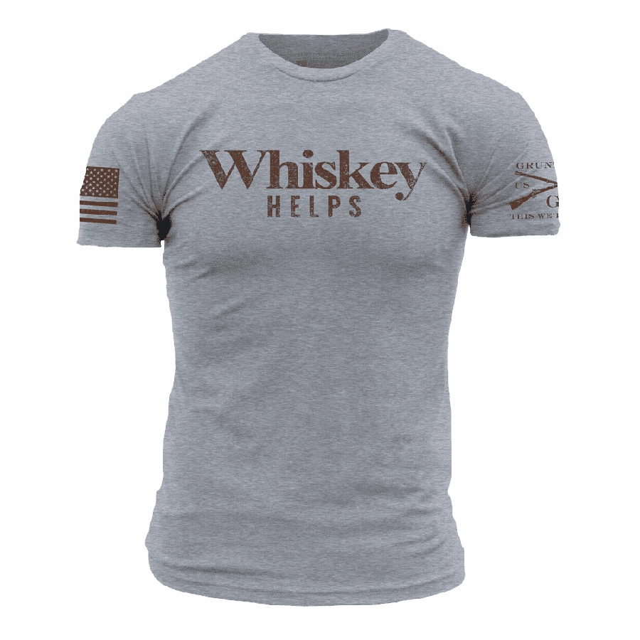polo neck Whiskey Helps? T-Shirt - Dark Heather Gray