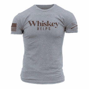 Whiskey Helps? T-Shirt - Dark Heather Gray PocketDetail EcoFriendlyMaterial