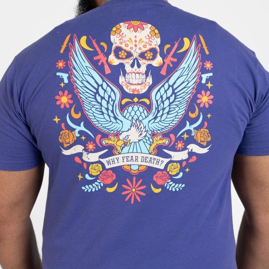 Organic Cotton Construction Easy Care Material Why Fear Death T-Shirt - Future Dusk