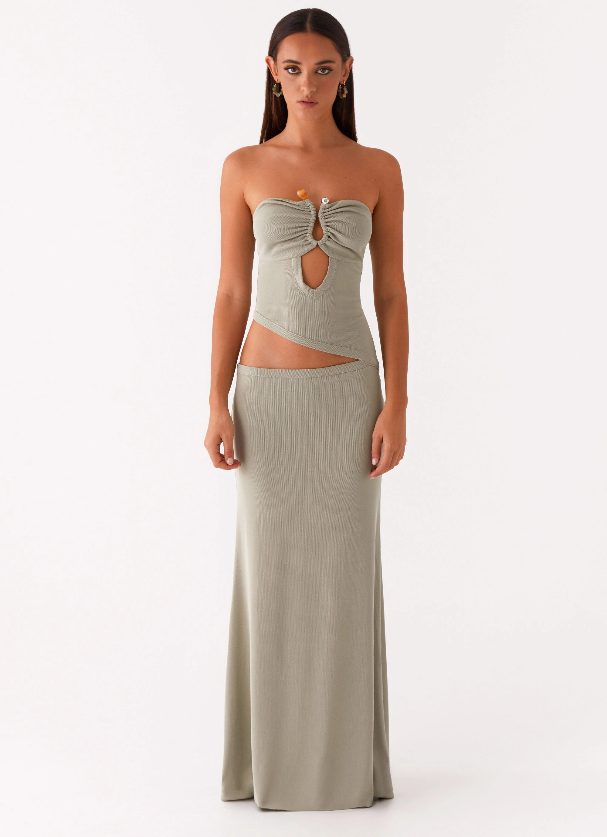 Sophisticated cocktail dress Wild Roses Maxi Dress - Sage