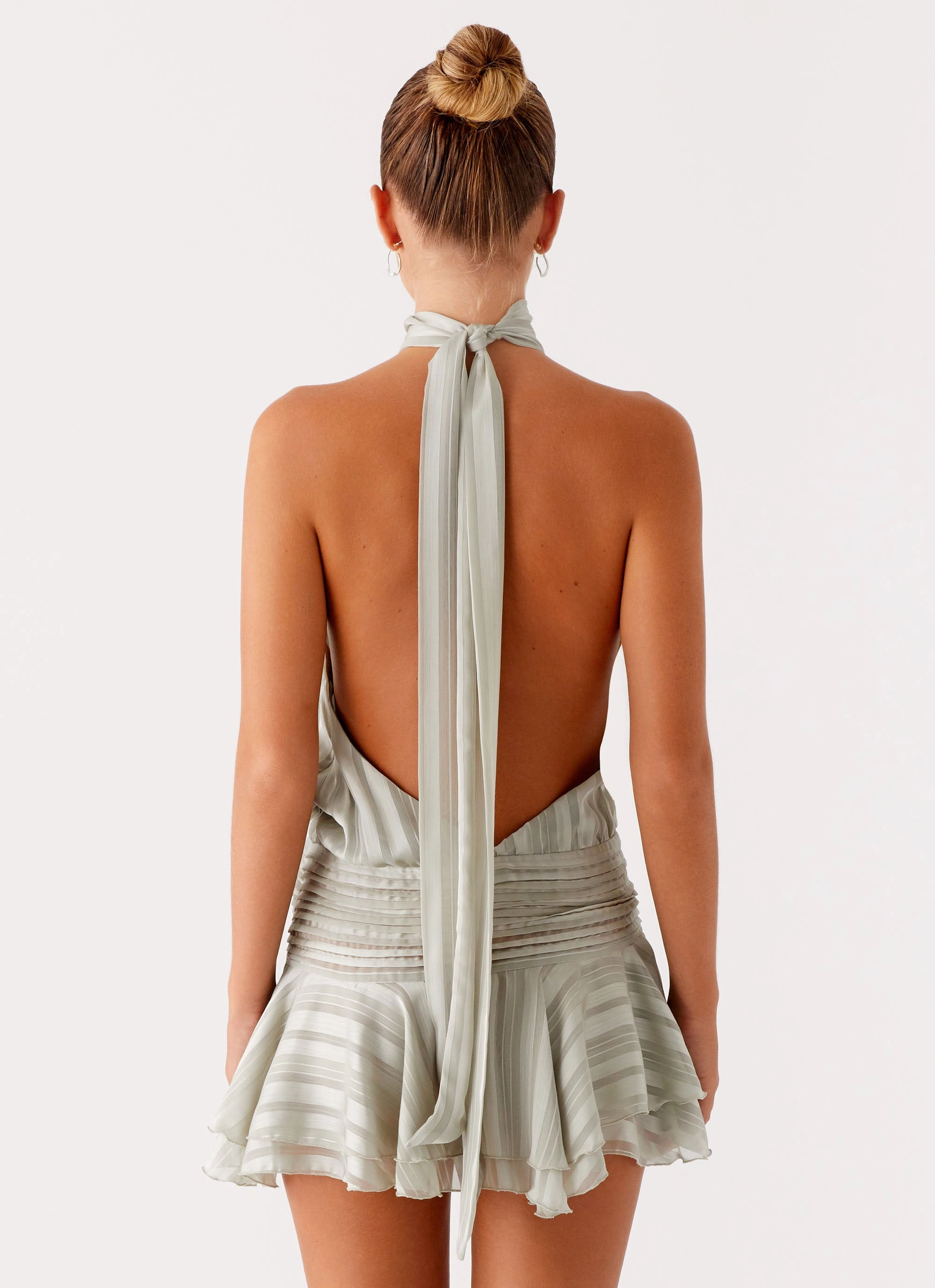 Willow Chiffon Mini Dress - Green Festive Wear