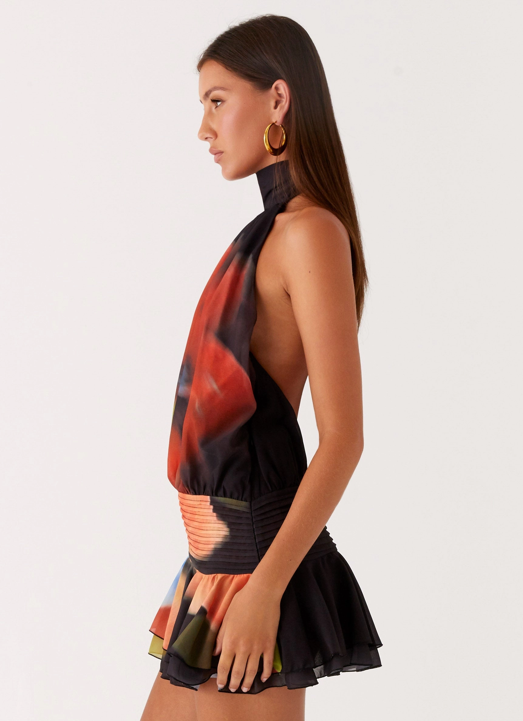 Willow Chiffon Mini Dress - Moody Floral Rural Charm