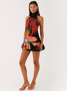 Willow Chiffon Mini Dress - Moody Floral Urban Spirit