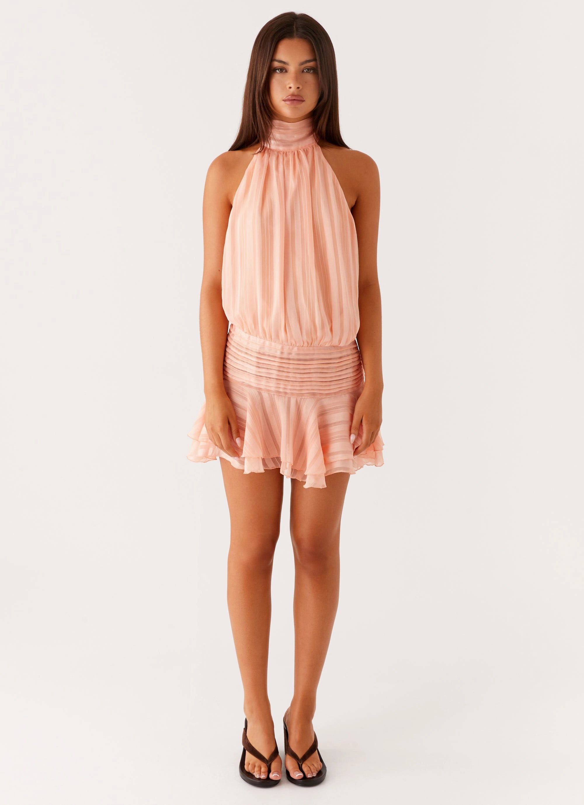 Willow Chiffon Mini Dress - Orange Simple Profile